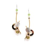 Green Catsite Two-tone Shiny Gold Dangle Earrings